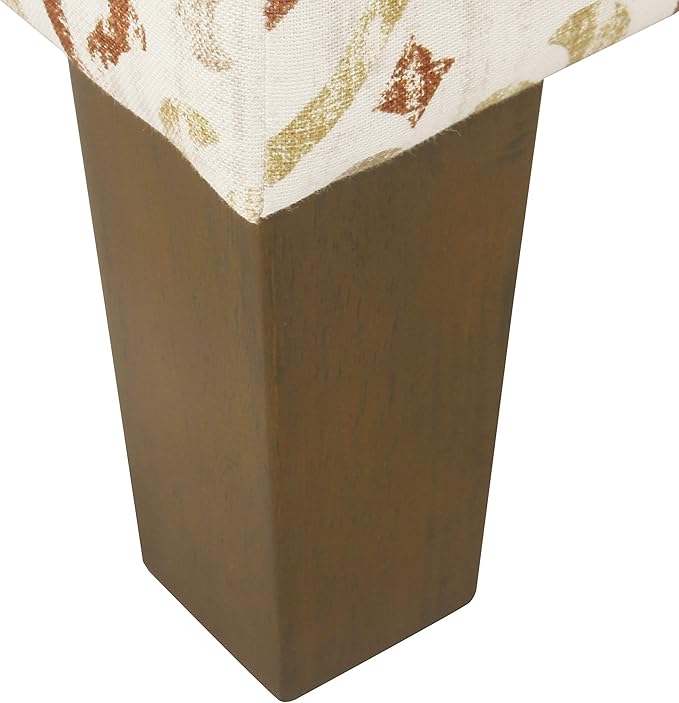Square Ottoman - Burnt Orange and Cream Medallion