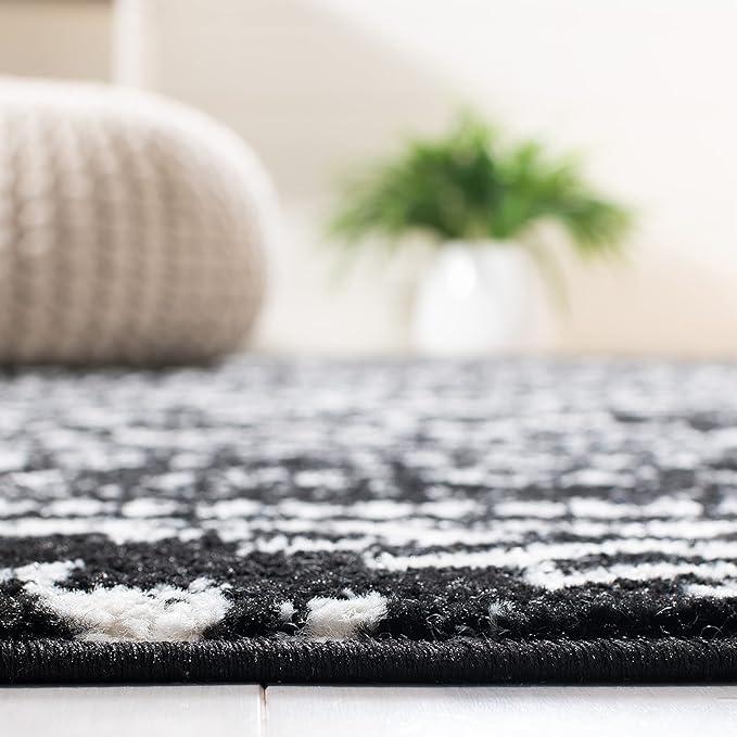 SAFAVIEH Tulum Collection Accent Rug - 2' x 5', Black & Ivory, Moroccan Boho Tribal Design, Non-Shedding & Easy to Clean, Ideal for Front Door, Kitchen, Entryway, Foyer (TUL272Z)