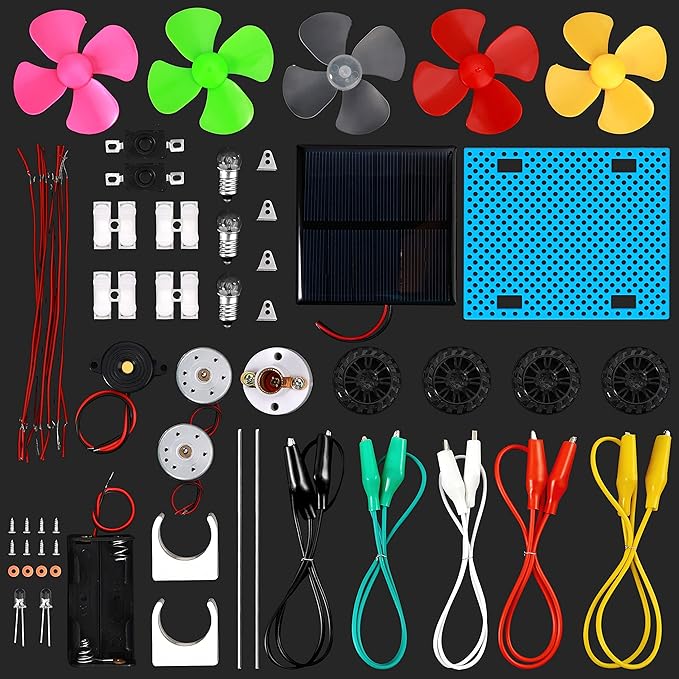 Sntieecr Electric Circuit Motor Kit with Solar Panel, Solar Motor Kit for Kids Science Experiment Educational Montessori Learning Kits, DIY STEM Science Project for Boys and Girls