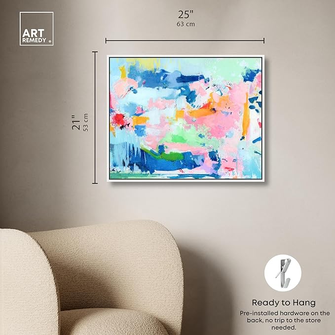 Art Remedy Peaceful Haven Canvas Bright Colorful Abstract Wall Art, White Frame, 24" x 20"