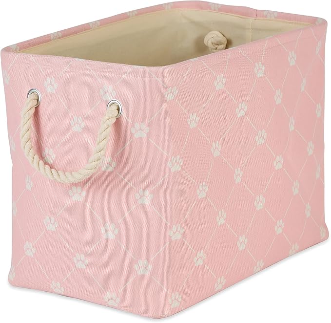 Bone Dry Pet Storage Paw and Bone, Trellis Collection, Small Rectangle, 14x8x9, Pink