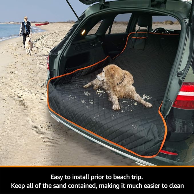 iBuddy Cargo Liner for Dogs Waterproof Pet Cargo Covers for SUV with Bumper Flap Protection Heavy Duty Nonslip Dog Trunk Cargo Protector Washable Dog Seat Cover for Universal and Large Size SUVs