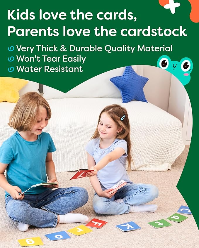 THE BAMBINO TREE Alphabet Flash Cards - Thick ABC Flash Cards for Kids Ages 3-6 - Lowercase & Uppercase Letter Recognition Learning Game