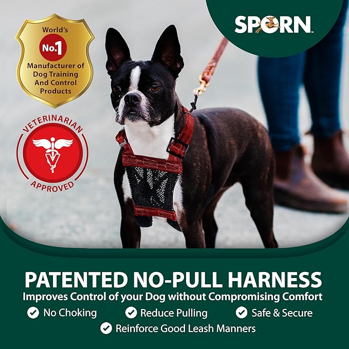 SPORN! Nylon Non Pulling Dog Harness, Small, Red