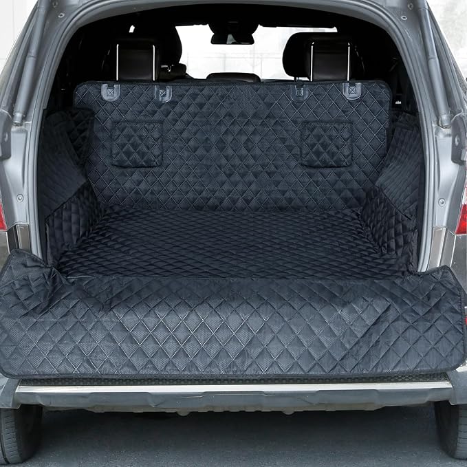 PETICON SUV Cargo Liner for Dogs, Waterproof Pet Cargo Cover Dog Seat Mat for SUVs Sedans Vans with Bumper Flap Protector, Scrachproof Non-Slip Large Size Dog Seat Mat Universal Fit