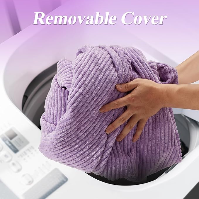 3.5FT Bean Bag Chairs Teardrop Bean Bag Chair for Adults Beanbag Chair with Memory Foam Filled Machine Washable Cover for Living Room, Bedroom (Large,Purple)