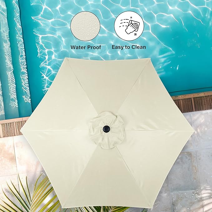 Simple Deluxe 2 Pack 7.5' Patio Umbrella Outdoor Table Market Yard Umbrella with 6 Sturdy Ribs for Backyard, Pool, Garden, Deck, Creamy White