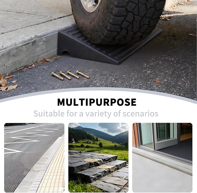 Rubber Curb Ramps for Driveway Curb Ramp 3.1 Inch Rise 2 Pack Threshold Ramp for Low Cars Ramps for Lawn Mower to Shed 7000lbs Load Capacity