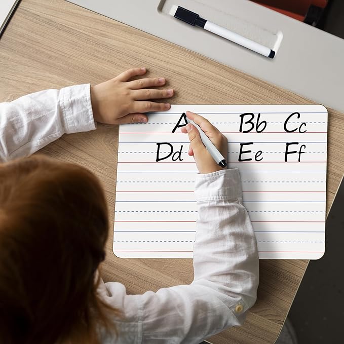 32 Pack Dry Erase Boards, 9"x12" Double Sided Easel Small Whiteboards with Lines for Kids, Education Teacher Classroom Bulk, Mini Portable Drawing Writing White Boards Lined Lapboards for Students