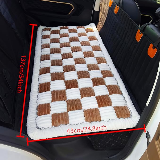 Backseat Pet Bed Mat, Truck Plaid Dog Bed for Car Back Seat, Deluxe Dog Seat Covers, Non-Slip Travel Pet Mat, Fit for Backseat Extenders and Trucks SUVs