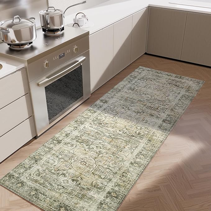 Washable Runner Rug Non Slip: 2'x6' Kitchen Rug Runners Stain Resistant Floor Rug with Rubber Backing Non Shedding Soft Carpet Runners for Hallway Indoor Entryway Bedroom Bedside Foyer Bathroom Home