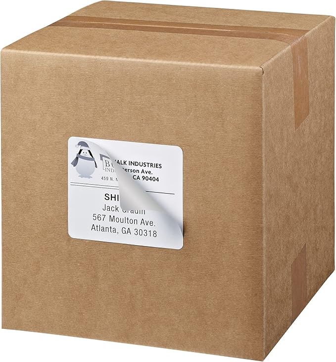 Avery Printable Shipping Labels with Sure Feed, 3-1/3" x 4", White, 60 Blank Mailing Labels (15264) (Pack of 2)