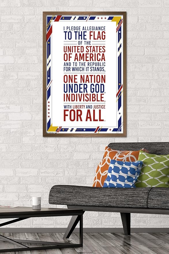 Trends International The United States Of America - Pledge Of Allegiance Wall Poster, 22.375" x 34", Bronze Framed Version