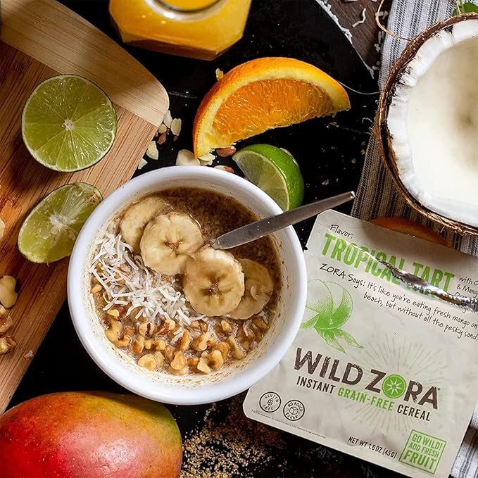 Wild Zora Instant Grain-Free Hot Cereal - Tasty Paleo Friendly Cereals, Instant Hot Meal, Breakfast to Go, Oatmeal Substitute, No Added Sugar, Grain, Dairy, or Soy, Gluten Free, 5-Pack Variety