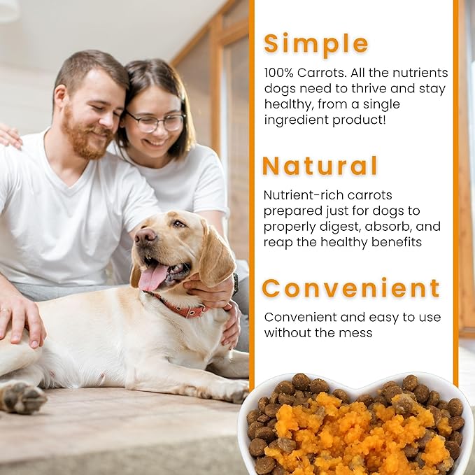 Olewo Original Carrots for Dogs - Fiber for Perfect Poop, Dehydrated Dog Food Toppers for Picky Eaters, Natural Skin & Coat Support, Multivitamin, Probiotics for Digestive & Gut Health, 1 lb