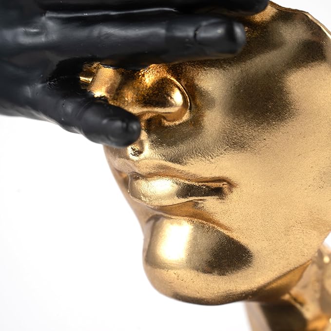 Thinker Statue-Silence is Gold-Abstract Art Figurine Decor - No Hear No See No Speak Modern Home Resin Sculptures Decorative Objects Decor for Home Office Bookshelf Desktop(12" H)