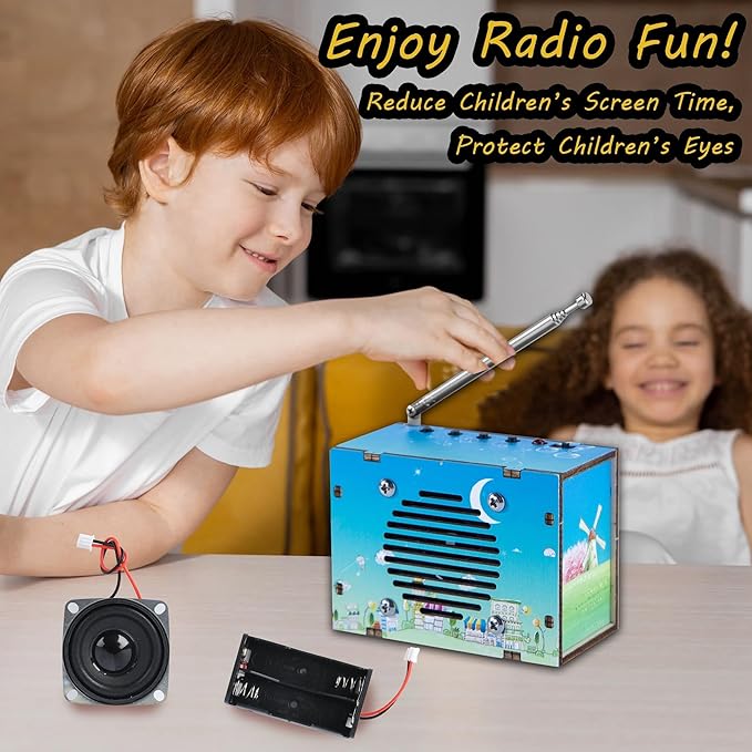 Science Kits for Kids Age 8-12 12-14, STEM Kits for Kids Age 8-10, STEM Toys Build Your Own FM Radio Kit, DIY Electronic Craft Projects Gifts for Teen Girls Boys 9 11 13 15 16+ Year Old (Printed Blue)