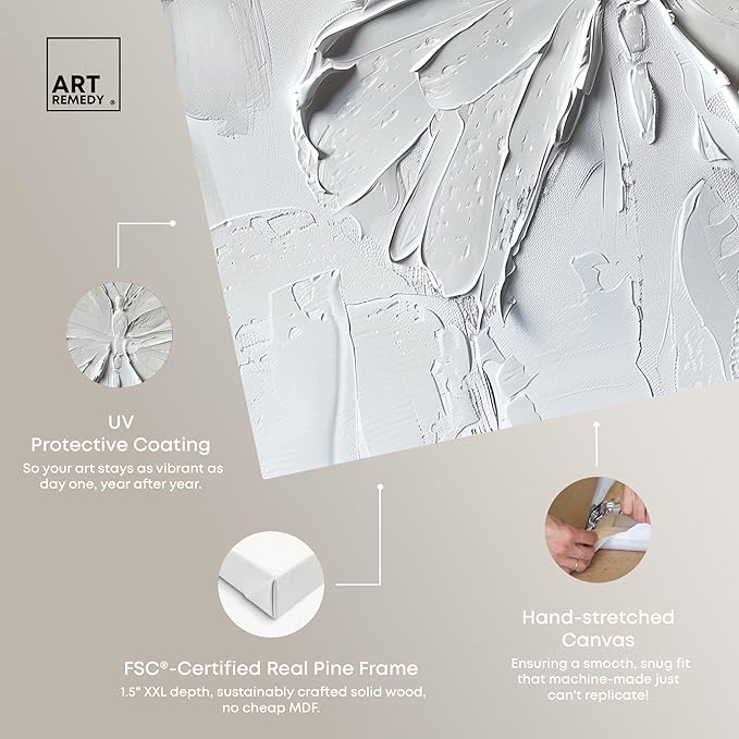 Art Remedy White Butterfly Canvas Elegant White Gold Wall Art, Gallery Wrapped, 24" x 24"