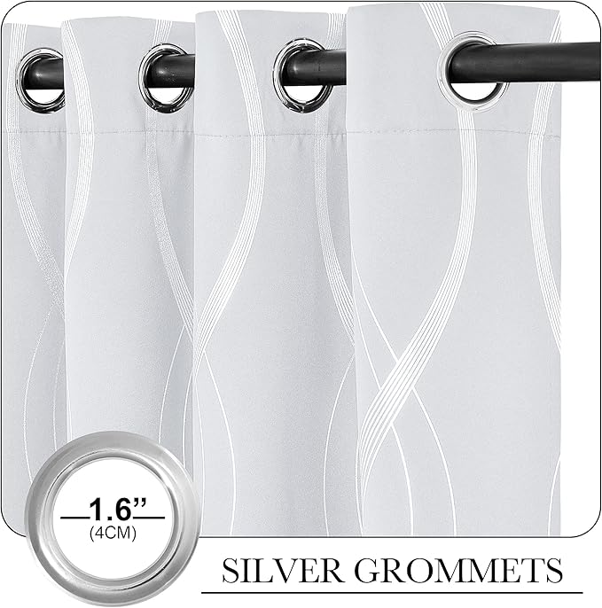 NICETOWN Greyish White Room Darkening Curtain Panels - Window Treatment Thermal Insulated Grommet Room Darkening Curtains/Drapes for Bedroom (2 Panels, 52 by 63, Greyish White)