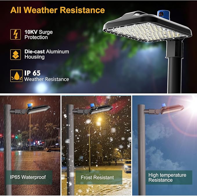 240W LED Parking Lot Lights 36000Lm 150LM/W 5000K Adjustable Slipfitter Mount with Smart Photocell Parking Lot Light, IP65 Waterproof ETL Listed LED Pole Light 6KV SPD 7Yrs Warranty -4Pack