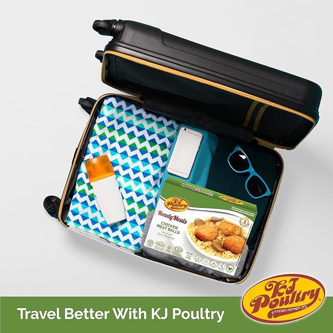 KJ Poultry Kosher Ready Meals - Chicken Meat Balls & Mushrooms, MRE Meat Meals Ready to Eat, Halal, (2 Pack) Prepared Entree Fully Cooked, Shelf Stable Microwave Dinner, Travel, Military, Camping