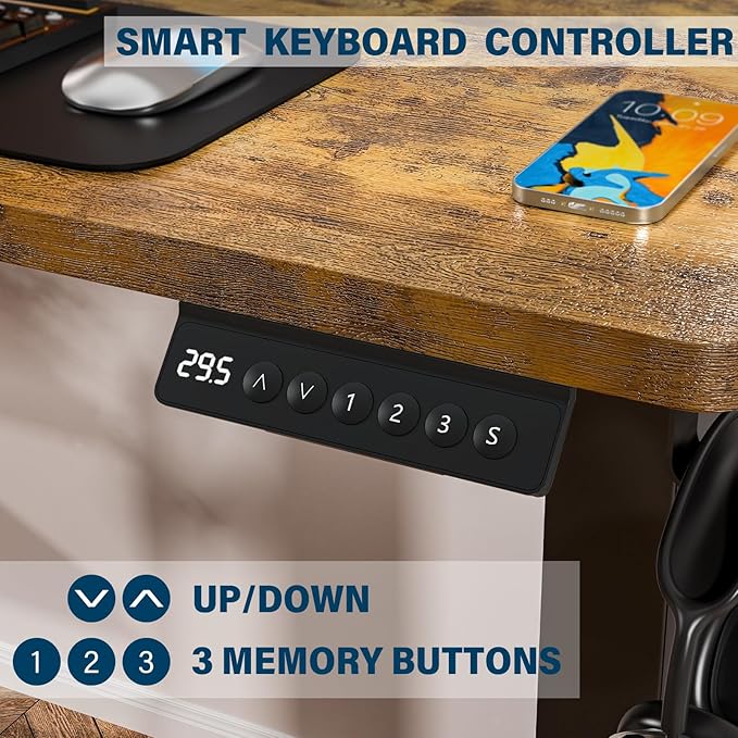 Kingant Standing Desk Height Adjustable Small Electric Stand Up Desks [35 x 20 Inch] - Ergonomic Sit Stand Desk Rising Desks for Home Office Computer Desk Workstation