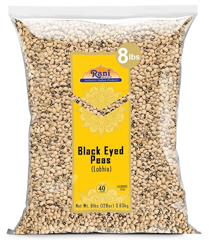 Rani Black Eyed Peas, Dried Cowpeas (Lobhia) 128oz (8lbs) 3.63kg Bulk ~ All Natural | Vegan | Kosher | Gluten Friendly | Product of USA