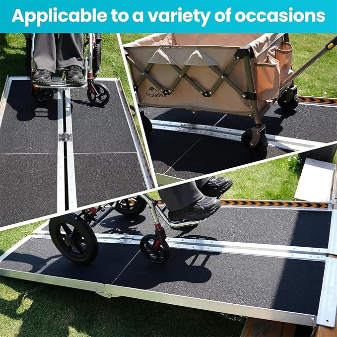 Wheelchair Ramp 7ft, Non-Skid Aluminum Folding Ramps for Wheelchairs for Home Steps, 800 LBS Capacity Handicap Wheel Chair Ramp for Doorway, Homes, Threshold, Entry, Stairs 84" Lx 29.2" Wx2H