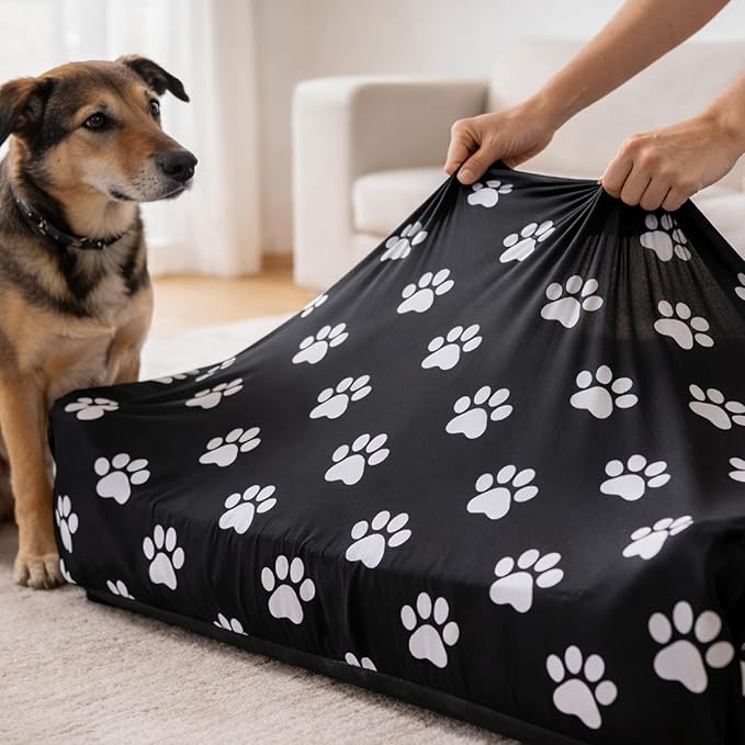 DUKE&LEFTY Furever Christmas Theme Petbed Slipcover-Stretch Soft Petbed Cover-Universal-Easy to Remove (Zipper Free)-Christmas/Medium