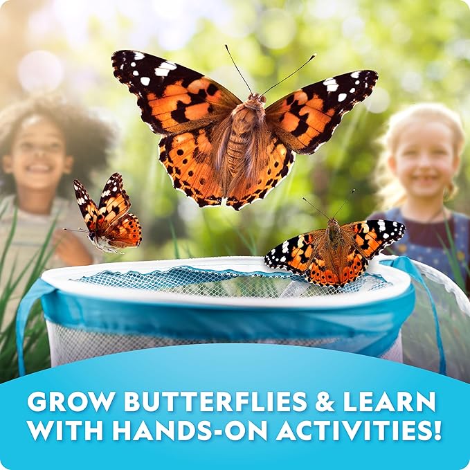 National Geographic Ultimate Butterfly Growing Kit – Build a Habitat & Watch Caterpillars Transform, Includes Live Caterpillar Voucher, Cage, Feeder, Glow-in-The-Dark Figures, Hands-On Activities