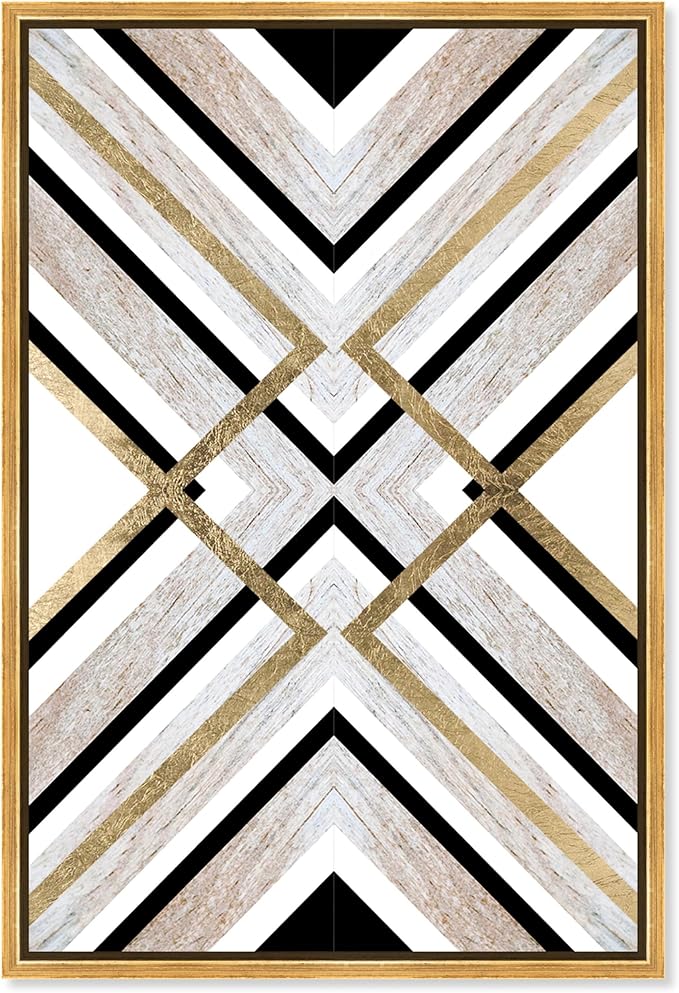 The Oliver Gal Artist Co. Abstract Framed Wall Art Canvas Prints 'Earthy Lux' Geometric Home Décor, 24" x 36", Brown, Gold