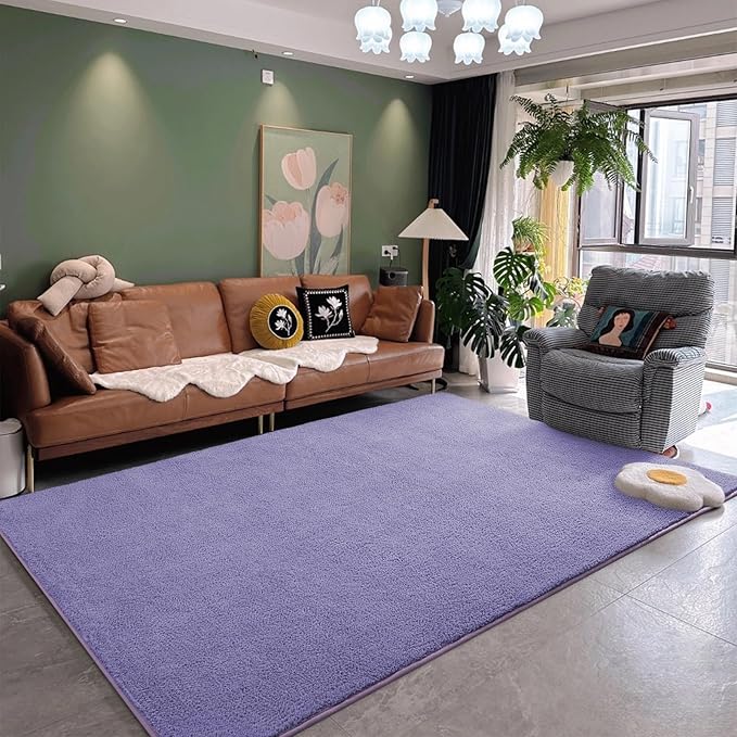 DweIke 4x6 Purple Area Rugs for Bedroom, Super Soft Living Room Rug, Thickened Memory-Foam Throw Carpet, Non-Slip and Washable Carpets for Kids Boys Girls Room Dorm Nursery Home Decor