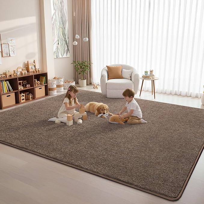 DweIke Rugs for Bedroom Living Room, 6x9 ft Brown Area Rug, Washable Memory Foam Indoor Carpet, Modern Non-Slip Ultra Soft Carpets for Kids Boys Girls Adults Nursery Dorm Home Decor
