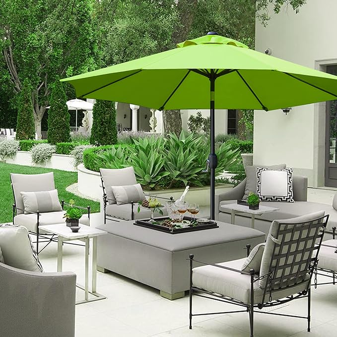 Sunnyglade 9' Patio Umbrella Outdoor Table Umbrella with 8 Sturdy Ribs (Grass Green)