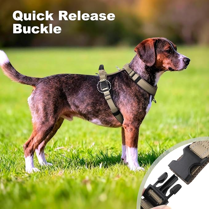 No Pull Dog Harness with Handle, Soft Mesh Padded Adjustable for Small Medium Large Dogs | Reflective Easy Walk Harness with Front Clip for Training, Running & Outdoor (Beige, S)