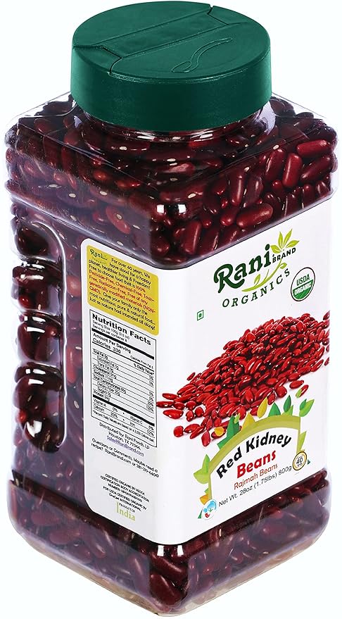 Rani Organic Red Kidney Beans (Rajmah Beans) Light 28oz (1.7lbs) 800g PET Jar ~ All Natural | Vegan | Gluten Friendly | NON-GMO | Indian Origin | USDA Certified Organic