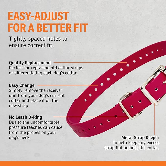 SportDOG 3/4-Inch Collar Strap - Waterproof Replacement Strap for Rugged Outdoor Use - Adjustable Collar with High Visibility - Red