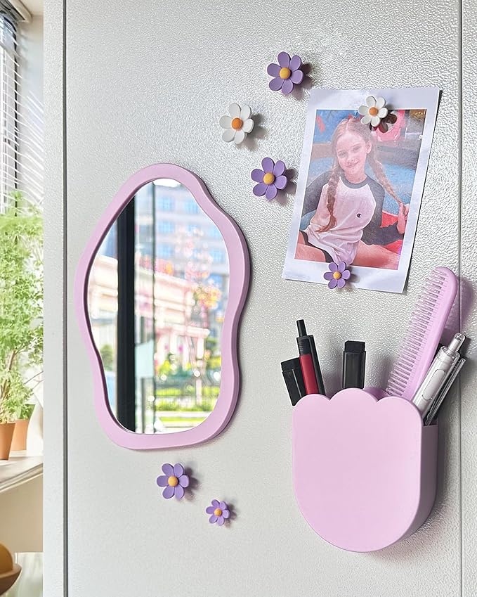 KEYDUACU 12 pcs Girls Locker Accessories, Locker Decorations Including Mirrors, whiteboards, Magnets and organizing Supplies. Ideal for Back-to-School Essentials and The Office (13 pcs-Purple)
