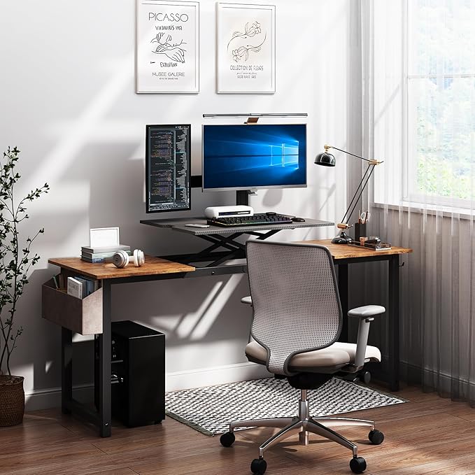 Decoholic Adjustable Height Standing Desk Whole Piece 71x23 Inch Desktop Home Office Computer Workstation Sit Stand up Desk(71inch)…