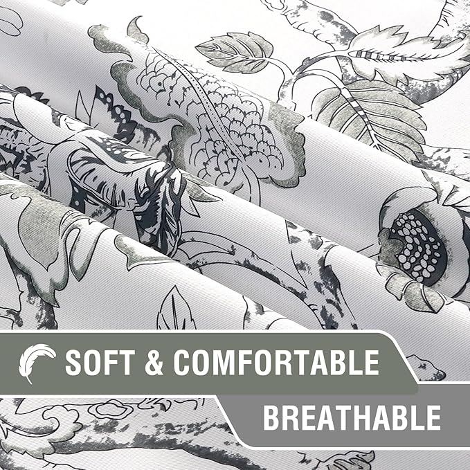 H.VERSAILTEX Blackout Curtains 96 Inch Length 2 Panels Set Floral Print Curtain Drapes for Living Room Thermal Insulated Grommet Window Curtains for Bedroom - Traditional Floral in Antique Green