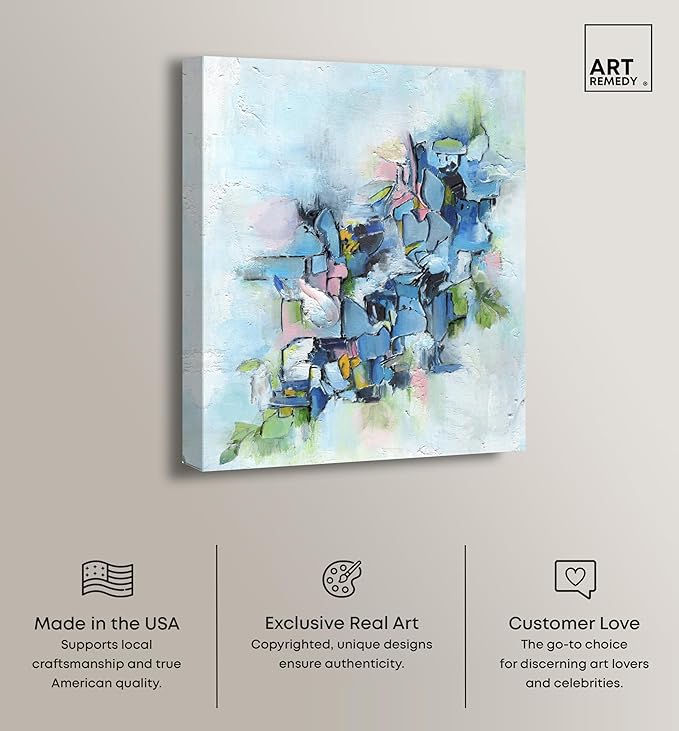 Art Remedy Poesy Canvas Modern Blue Abstract Wall Art, Gallery Wrapped, 20" x 24"