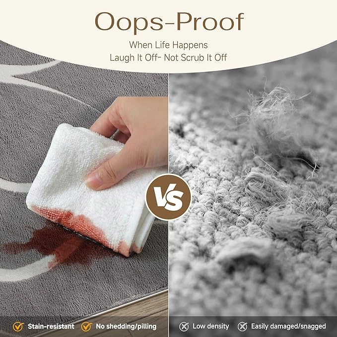 HUGEAR Shag Area Rug 4x6 Grey & Ivory Washable Living Room Bedroom Rug Non Slip Non-Shedding Soft Plush Medium Pile Large Throw Carpet for Home Office Aesthetic Modern Decor