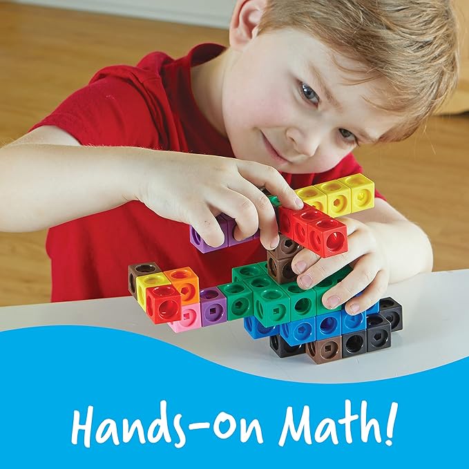 Learning Resources MathLink Cubes Big Builders - Math Manipulatives Kindergarten Games, Pattern Building Blocks, Counting Blocks, STEM Sets, Classroom Counters, Fine Motor Skills, Gifts For Kids