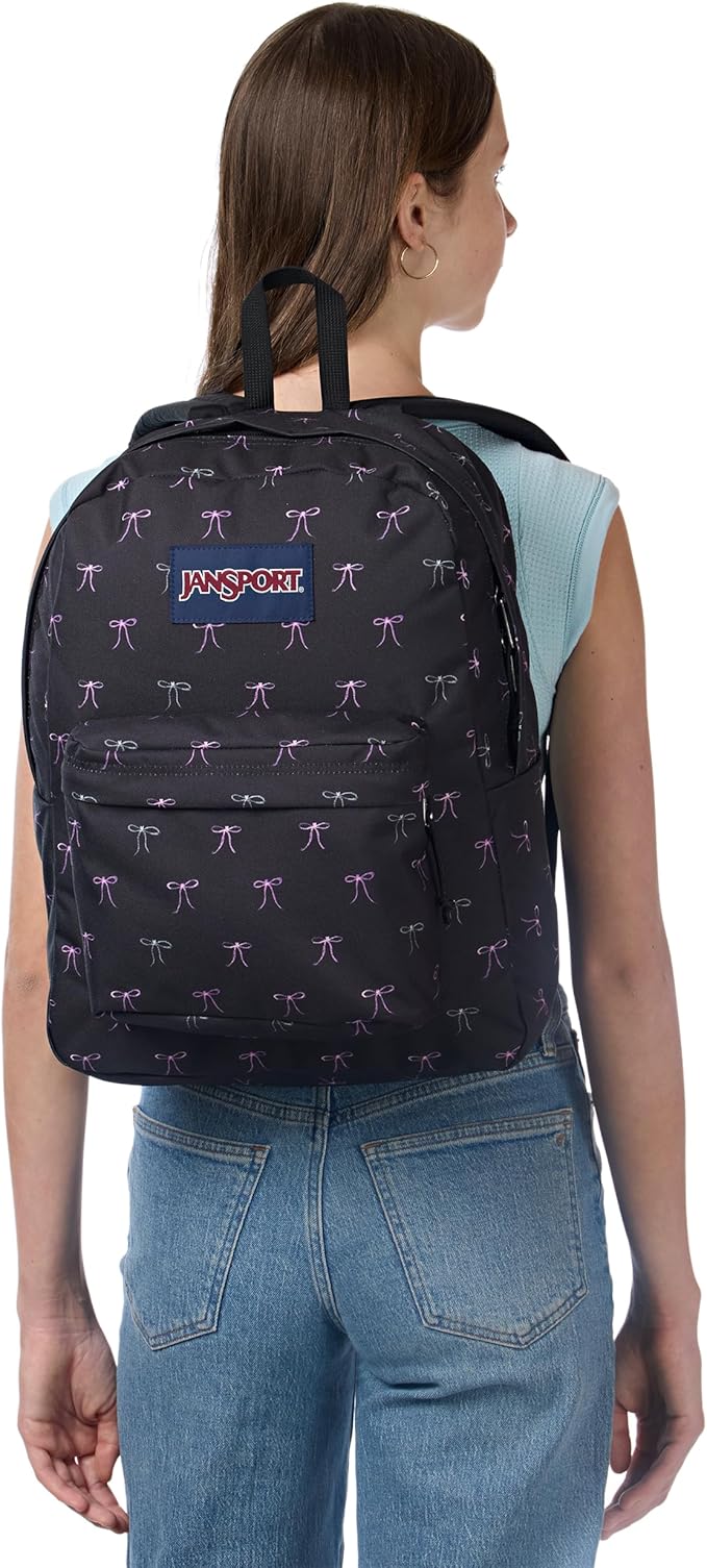 JanSport SuperBreak One Backpack - Durable, Lightweight Bookbag with 1 Main Compartment, Front Utility Pocket with Built-in Organizer - Premium Backpack, Bad Bows