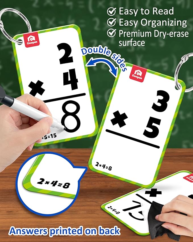 Coogam Math Manipulative Spinning Rocket Toys, Arithmetic Learning Number Game for Addition Subtraction Division Multiplication, Montessori Educational Math Cards for Kids Ages 3-8