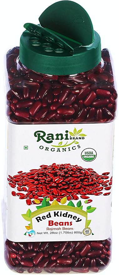 Rani Organic Red Kidney Beans (Rajmah Beans) Light 28oz (1.7lbs) 800g PET Jar ~ All Natural | Vegan | Gluten Friendly | NON-GMO | Indian Origin | USDA Certified Organic