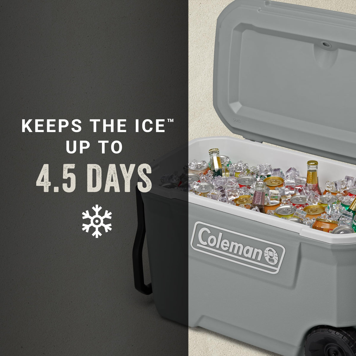 Coleman Classic Series Insulated Portable Rolling Cooler with Wheels, Leak-Resistant Outdoor Hard Cooler Keeps Ice up to 5 Days, 62-Quart