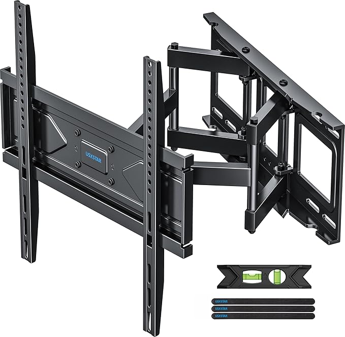 UL Listed Full Motion TV Wall Mount Bracket for Most 32-70 inch TVs, Swivel Extend Tilting TV Mount, Max VESA 400x400mm, Holds up to 99 lbs & 16" Wood Studs with Hole Drilling Template