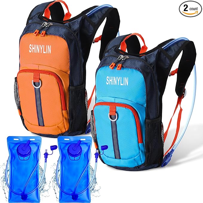 2 Pcs Kids Hydration Backpack with 1.5l Water Bladder Lightweight Kids Hiking Backpack Water Rucksack for Boys Girls Climbing Running