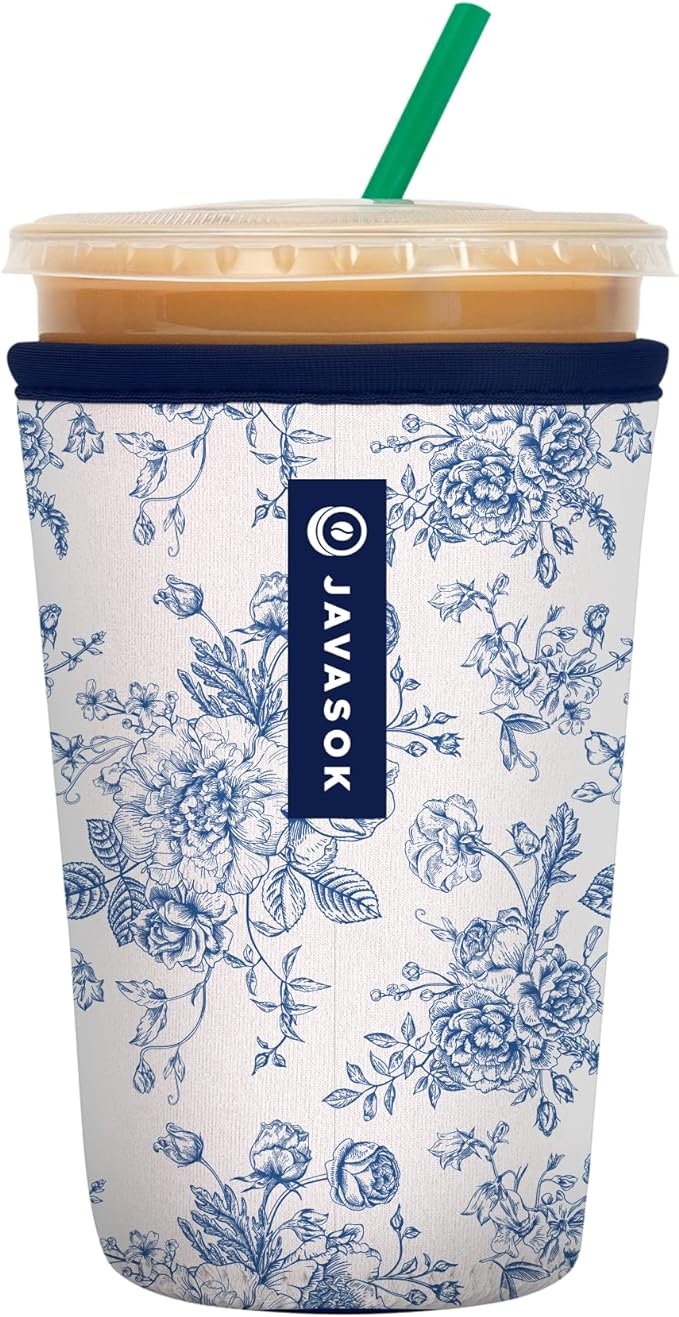 Sok It JavaSok Iced Coffee & Cold Soda Insulated Neoprene Cup Sleeve (Like Fine China, Medium: 22-28oz)